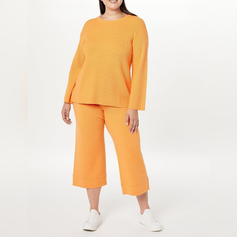NWT The Drop Women's Alice Crew-Neck Back-Slit Ribbed Pullover Sweater 2X